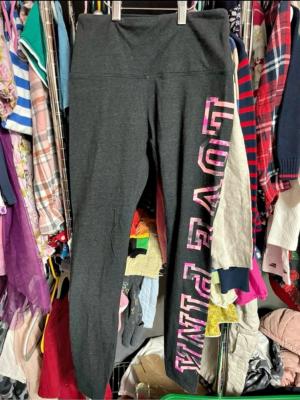 Victoria's Secret Pink Yoga Graphic Yoga Leggings Black Size Medium